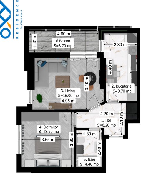 Rahova, Oxy Residence, 2 camere 58 mp mega discount.
